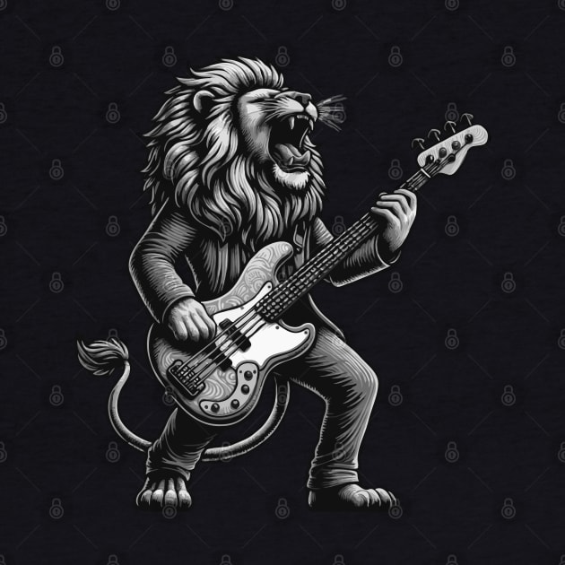 Lion Groove King: Roaring Bass [Gray Scale] by Blended Designs